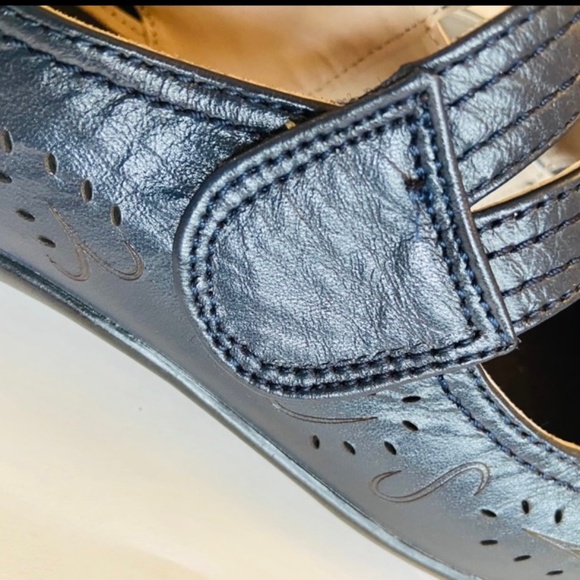 Ros Hommerson Chelsea Mary Jane Blue Leather Shoes 10N - Picture 7 of 10